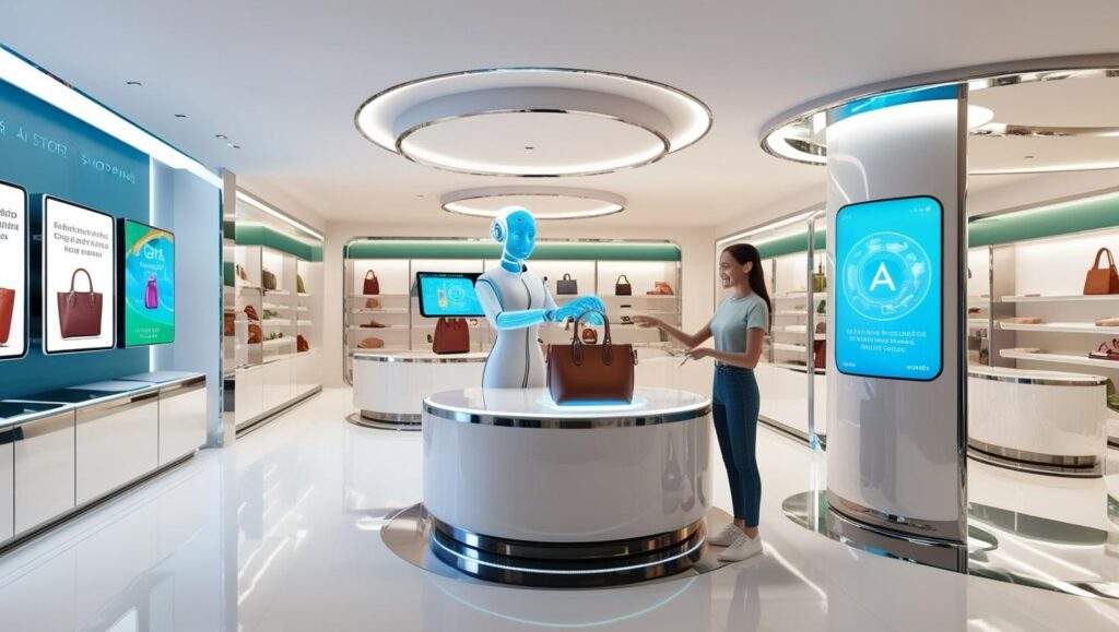 AI-powered retail store with checkout-free shopping and digital assistance.