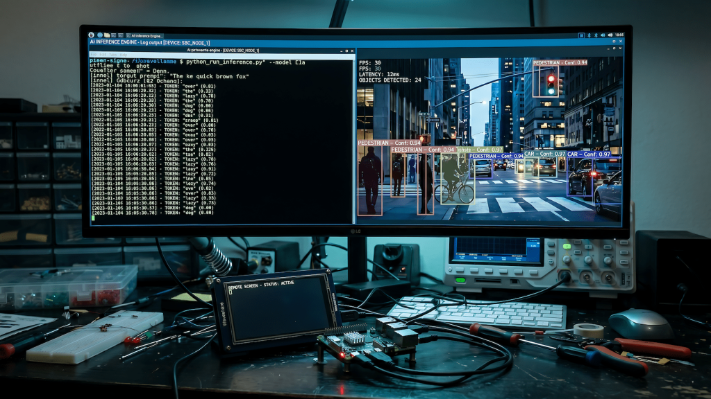 Local multimodal AI model analyzing an image on a GPU workstation