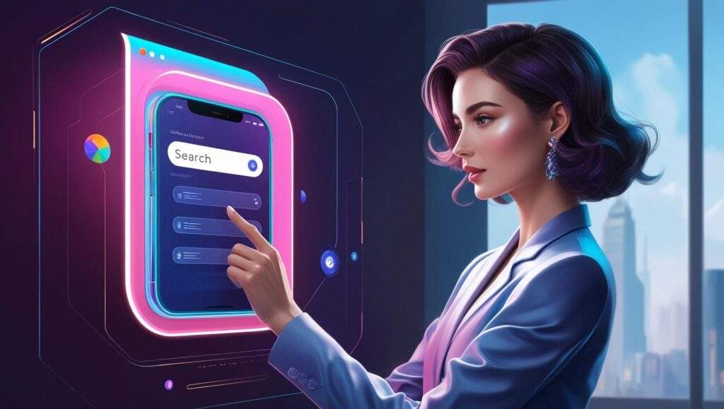 A lady doing an AI powered search