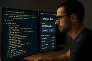 Comparison of Copilot’s generated code and a full-featured email validation app built using v0.dev, highlighting differences in output scope and depth.