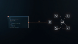 Diagram showing Ollama local LLM connected to multiple MCP servers for filesystem, search, and database tool access
